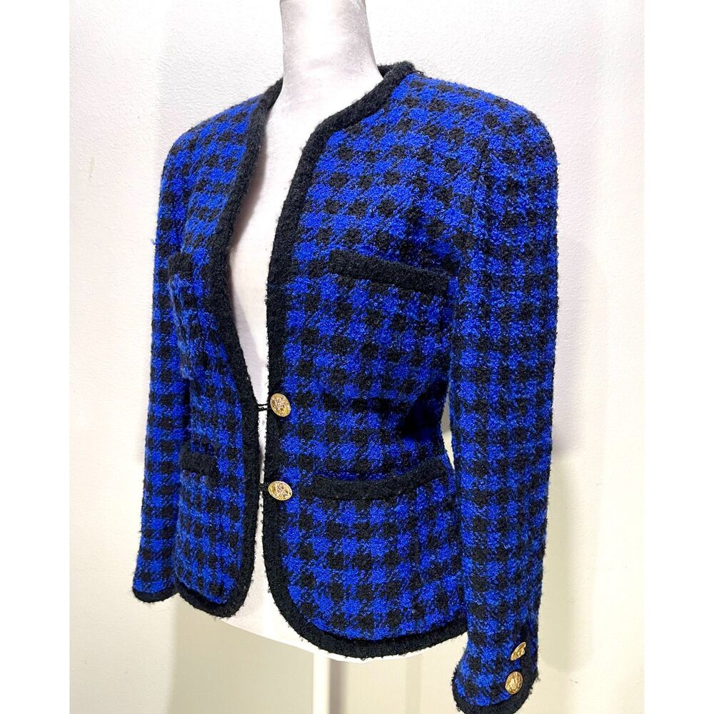 JH Collectibles wool jacket vintage classic royal blue academy business women 4